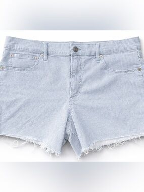 American Eagle Outfitters Light Blue Pinstripe Denim Cutoff Shorts Size 12